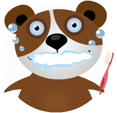 Grafik: Ein Bär, der sich die Zähne putzt